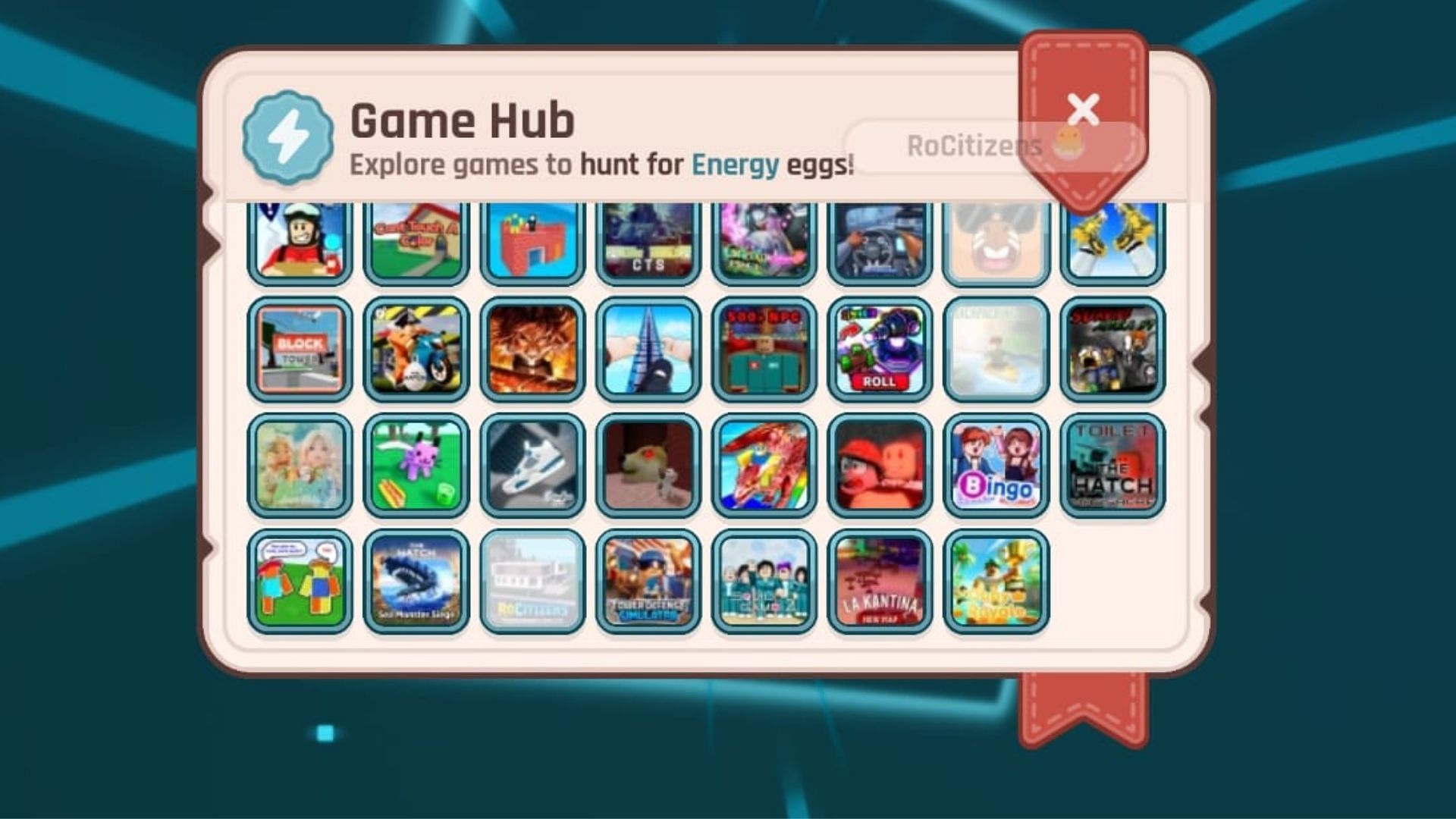 Games that give Energy eggs in The Hatch 2025 (Image via Roblox)